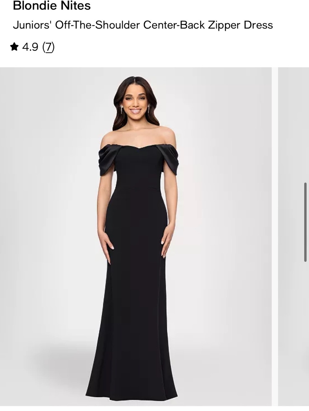 Blondie Nites Black Off-the-Shoulder Evening Gown